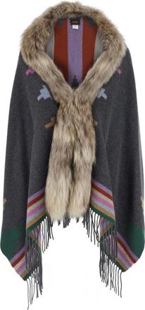 Bazar Deluxe Navajo Sjaal - Dames - Ponchos - Grijs - ONE Size - Wol - Jassen