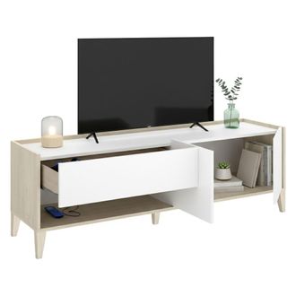 Dmora Mueble Para Tv Willits, Modular, Un Caj&oacute;n, 2 Estantes, 39x150x50h Cm Blanco