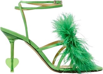 Mach & Mach Groene sandalen met hoge hak en decoratieve hak - Dames - Sandalen met hakken - Groen - 37 1/2 EU - Schoenen