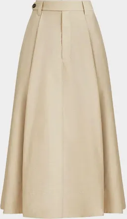 Brunello Cucinelli Techno Cotton Poplin A-Line Midi Skirt