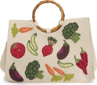 Collection XIIX Beaded Veggie Bamboo Handle Tote Bag in Natural at Nordstrom Rack