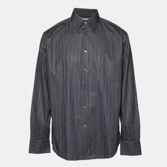 Versace Collection Black Pin Stripe Cotton Business Fit Shirt