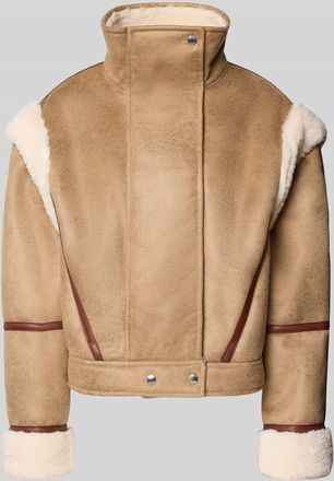 Boss Orange by Hugo Boss BOSS Orange Regular Fit Kunstlederjacke mit abnehmbaren Umlegekragen Modell CHEERLEA in Hellbraun, Größe 34