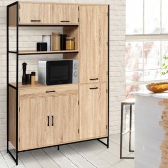 IDMarket Idmarket - Aparador De Cocina Detroit De 120 Cm Con 6 Puertas + Caj&oacute;n, Dise&ntilde;o Industrial
