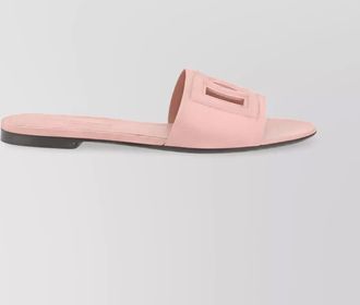 Dolce & Gabbana leather logo-embellished flat slides