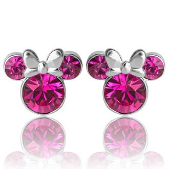Disney Birthstone Stud Earrings in October - Fuchsia Crystal at Nordstrom