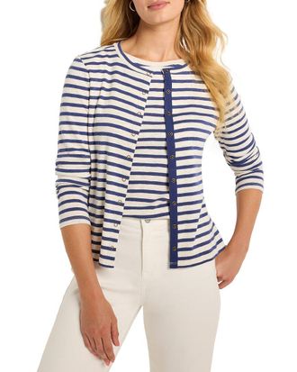 Nic+Zoe Nic+Zoe Petite Striped Snap Front Cardigan