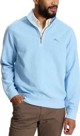 Tommy Bahama Montego Bay Textured Cotton & Lyocell Half Zip Pullover in Seabank Sky at Nordstrom, Size X-Large
