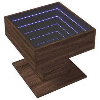 Berkfield Home Decorative Coffee Table with LED Brown Oak 50x50x45 cm Engineered Wood | Size: 50 x 50 x 45 cm