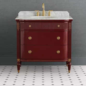 Frontgate Regency Bow Front 36 Single Bath Vanity in Currant Red - Currant Red, Individual - Frontgate