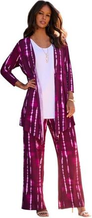 Roaman's Ultra Drape Cardigan in Dark Berry Variegated Tie Dye at Nordstrom, Size 20