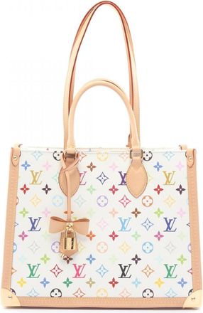 Louis Vuitton Multi-Color White Coated Canvas Leather Handbag Tote Bag (Pre-Owned)