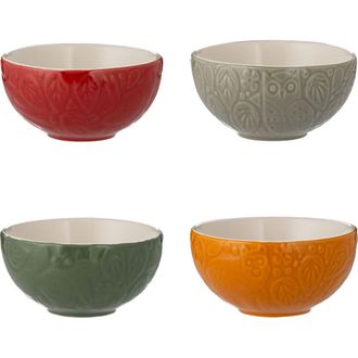 Mason Cash In the Forest Mini Bowl Set, 4 Stoneware Prep Bowls with Embossed Woodland Designs in Multicolored at Nordstrom