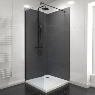 Aurlane Set di 2 Pannelli Murali Pietra Ardesia 90+90x210 cm con Profili nero opaco - stoneit