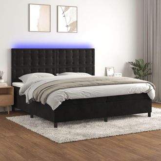 vidaXL Vidaxl - Cama Box Spring Colch&oacute;n Y Led Terciopelo Negro 200x200 Cm