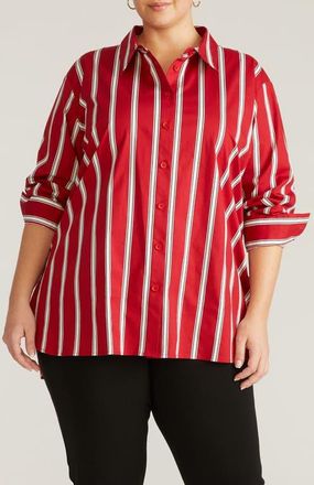 Universal Standard The Artist Poplin Shirt in Red/Black/White at Nordstrom, Size Xl