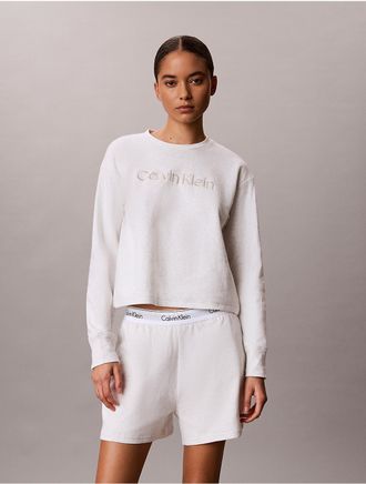 Calvin Klein Womens Modern Terry Relaxed Sweatshirt - White - XL