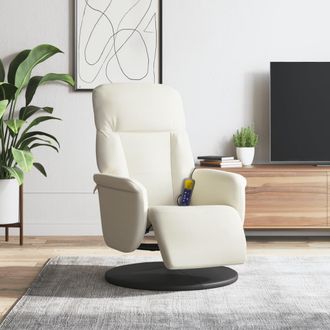 vidaXL Vidaxl - Sill&oacute;n Reclinable Masaje Con Reposapi&eacute;s Terciopelo Color Crema