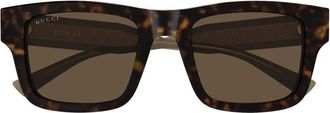 Gucci Rechthoekige Zonnebril - unisex - Zonnebrillen - Bruin - 52 MM - Nylon - Accessoires
