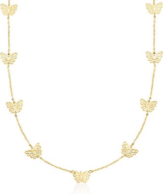 RS Pure by Ross-Simons Italian 14kt Yellow Gold Butterfly Station Necklace