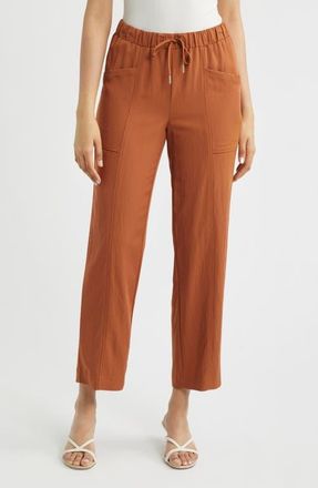 Anne Klein Tie Waist Crop Pants in Cedar Spice at Nordstrom, Size X-Small P