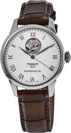 Tissot Le Locle Powermatic 80 Open Silver Dial Leather Strap Mens Watch