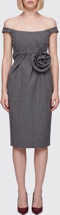 Magda Butrym Off-the-Shoulder Wool and Silk Pencil Midi Dress with Flower