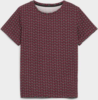 Contemporaine Womens Patterned ultra-flowy crew-neck T-shirt