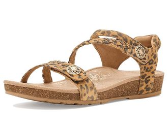 Aetrex Jillian Braided Quarter Strap Sandals Womens Sandals Leopard : 8.5 M (B), Leather