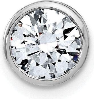 Diamond2Deal 14k White Gold Round Bezel Set Moissanite Chain Slide Pendant