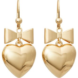 Tory Burch Heart & Bow Drop Earrings in Tory Gold at Nordstrom