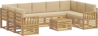 vidaXL Conjunto De Sof&aacute;s De Exterior 10 Uds. Blanco Y Beige Poli&eacute;ster Vidaxl