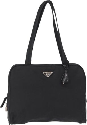 Prada Vintage Handbag Tessuto Black Nylon Handbag (Pre-Owned)