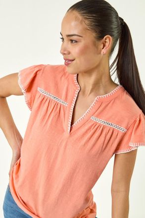 Roman Stitch Detail V-Neck Top