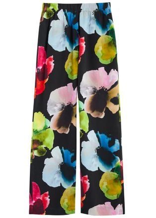 Stine Goya Floral-print Matte Satin Trousers - Multicoloured 1 - XL (UK16 /xl)