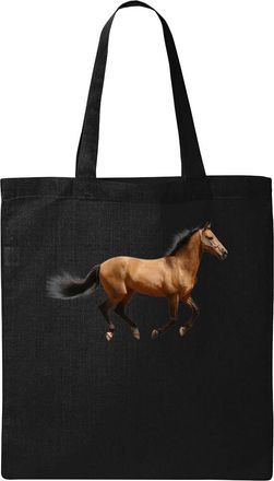 Generic Beautiful horse artwork 01 Natural Ecological Cotton Tote Bag Black