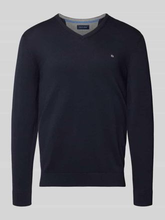 Christian Berg Strickpullover mit V-Ausschnitt in Marine, Gr&ouml;&szlig;e M