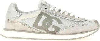 Dolce & Gabbana Witte Mesh Platte Schoenen - Heren - Sneakers - Wit - 41 EU - Su&egrave;de - Schoenen
