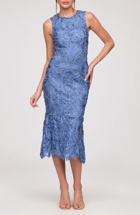 JS Collections Meli Soutache Cocktail Midi Dress in Azure at Nordstrom, Size 14
