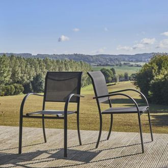 Sweeek Set di 2 poltrone da giardino in alluminio e textilene