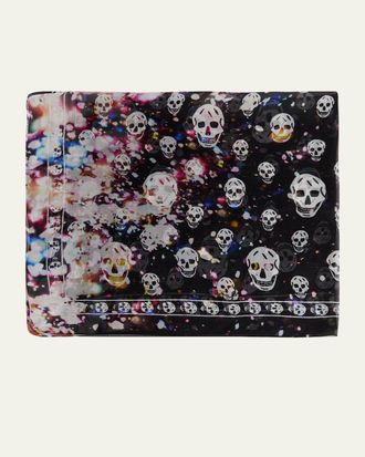 Alexander McQueen Mens Skull Confetti Silk Scarf