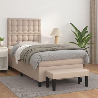 vidaXL Vidaxl - Cama Box Spring Con Colch&oacute;n Cuero Sint&eacute;tico Capuchino 90x190 Cm