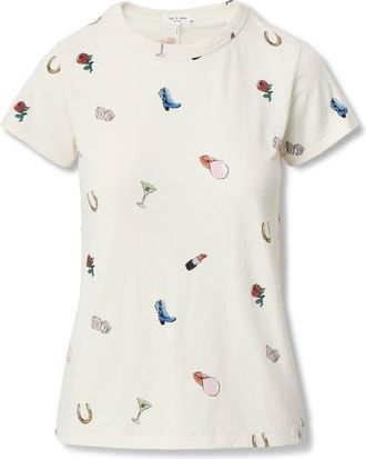 Rag & Bone Allover Print Short Sleeve Cotton T-Shirt in Ivory Multi at Nordstrom, Size X-Small