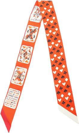 Herm&egrave;s 1998-2007 Jeu de Cartes zijden sjaal - Oranje