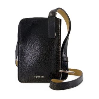 Alexander McQueen Crackle Calfskin Crossbody Bag Black