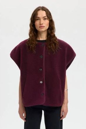 Selected teddy gilet donkerrood