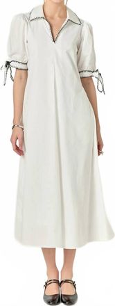 English Factory Stitch Detailed Midi Dress In White