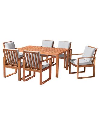 Alaterre Furniture Weston Eucalyptus Wood Outdoor Dining Table With 6 Dining Chairs, Set Of 7