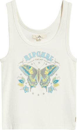 Rip Curl Moon Stretch Cotton Rib Graphic Tank in Bone at Nordstrom, Size Xx-Large