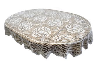 OEM Mantel Ovalado De Ganchillo Blanco De 110x160 Cm, Tapete De Encaje Para Mesa Ovalada